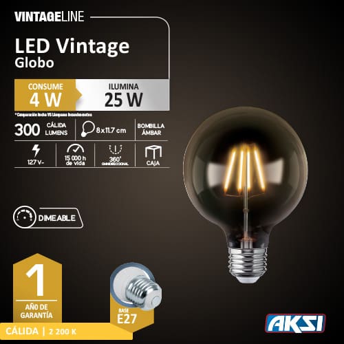 Foco LED Globo 4W Dimeable