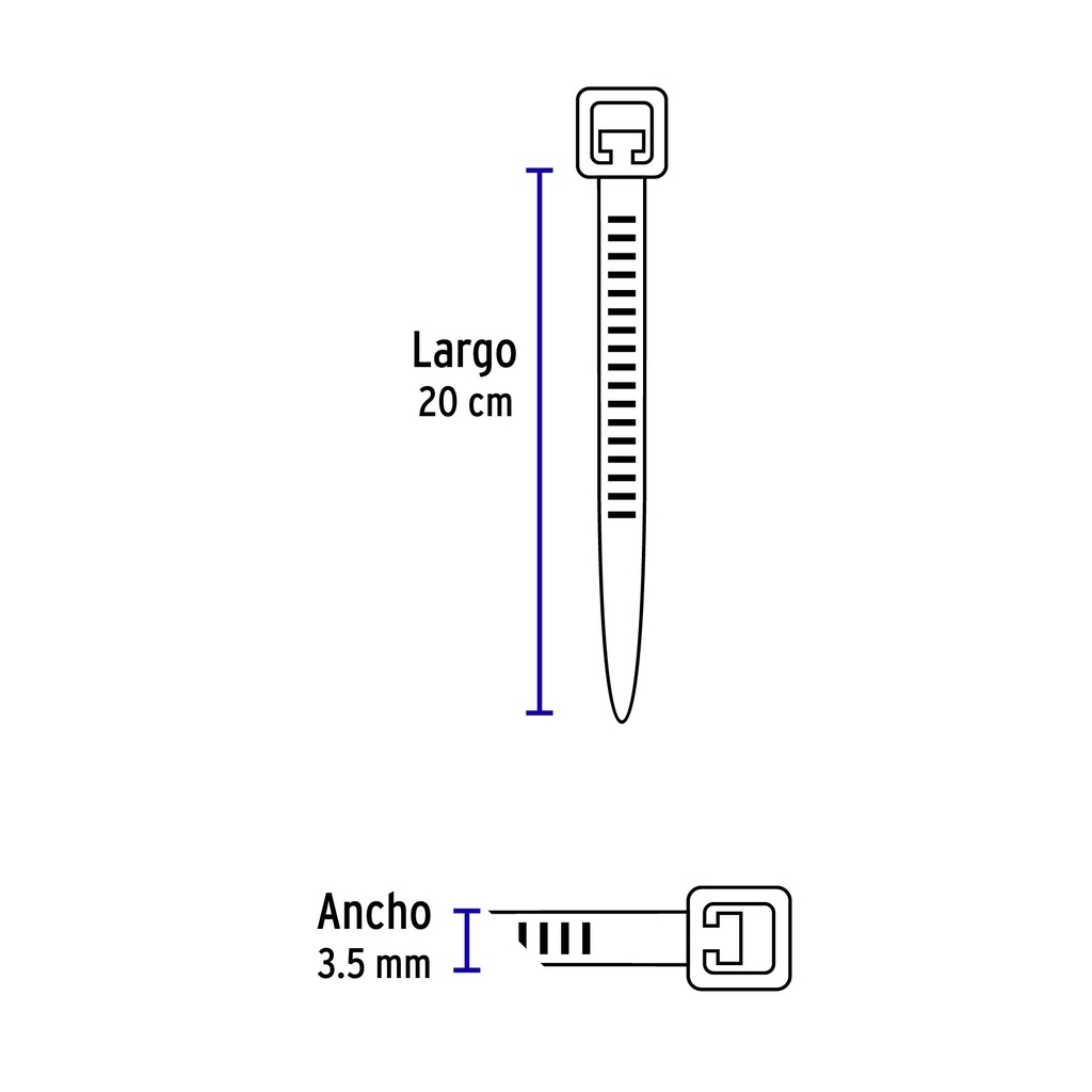 Bolsa con 50 cinchos plásticos naturales 20 cm 3.5mm