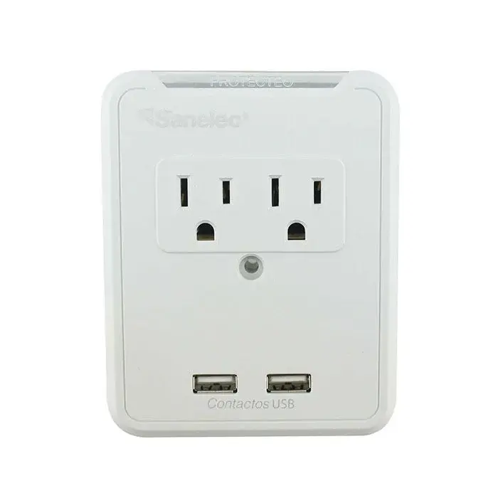 Multicontacto de pared con USB Supresor de picos 110 Joules