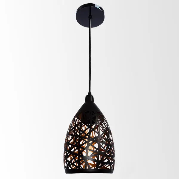 Lámpara colgante acero negro interior dorado