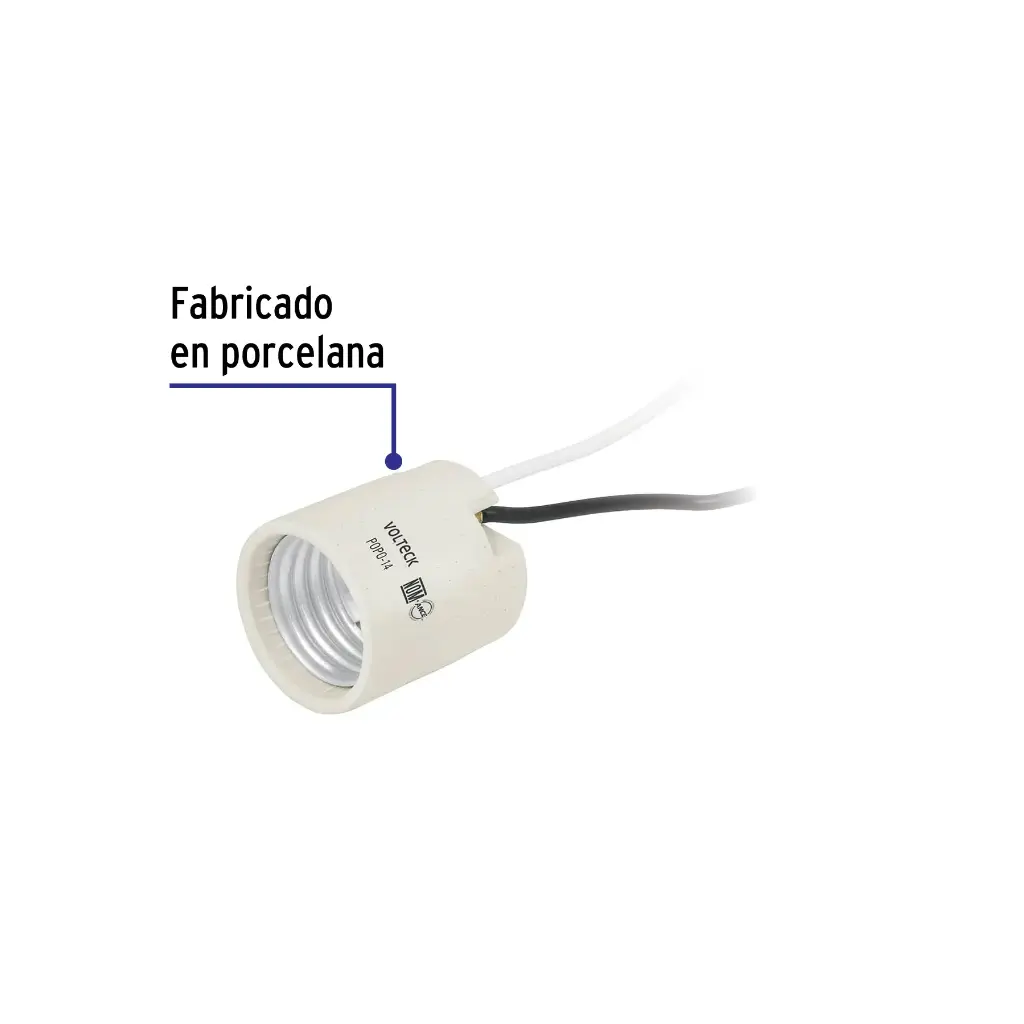 Portalámpara de porcelana, sencillo, Volteck