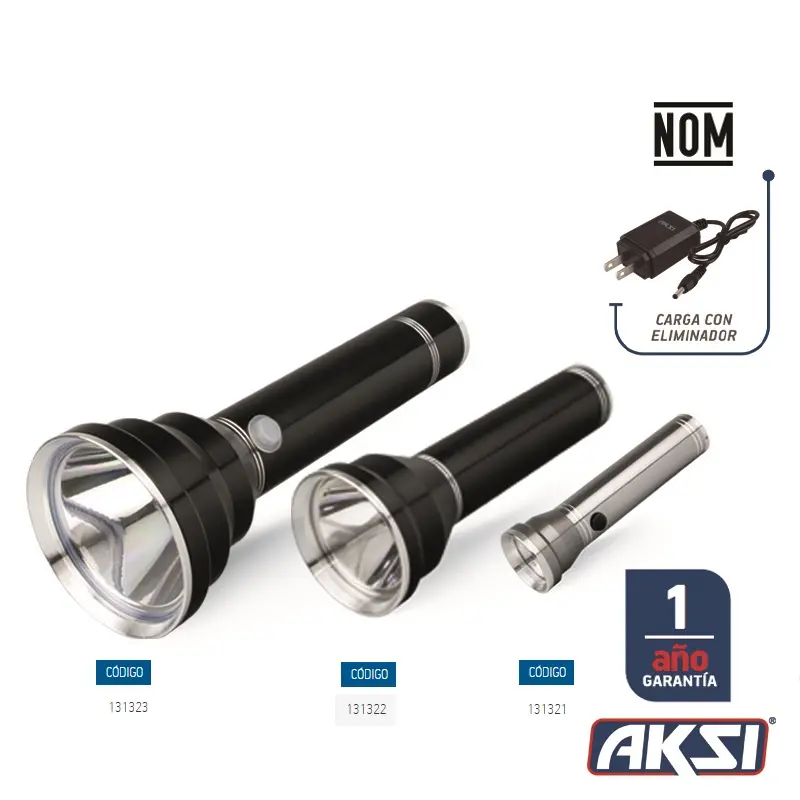 Linterna de aluminio recargable, alta potencia
