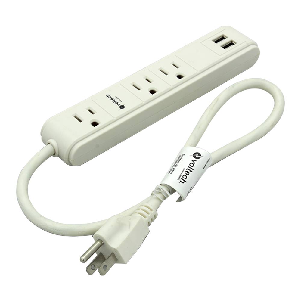 Multicontacto 16 AWG 3 entradas 2 puertos USB supresor 300 J
