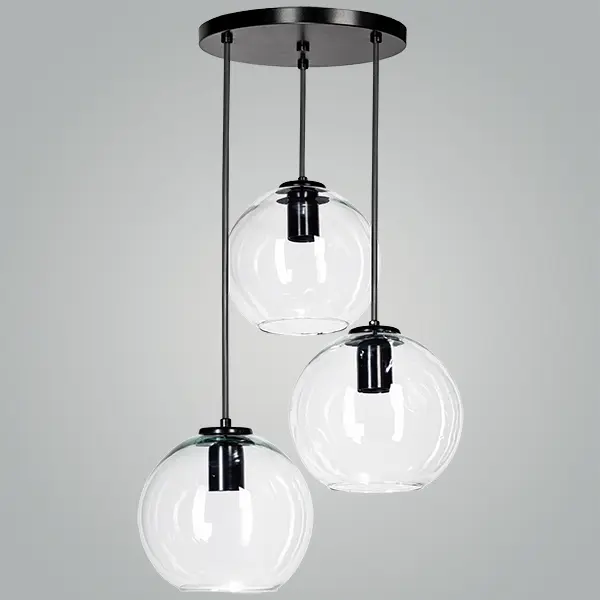 Lámpara colgante esfera de Vidrio transparente 3 focos / 1 foco