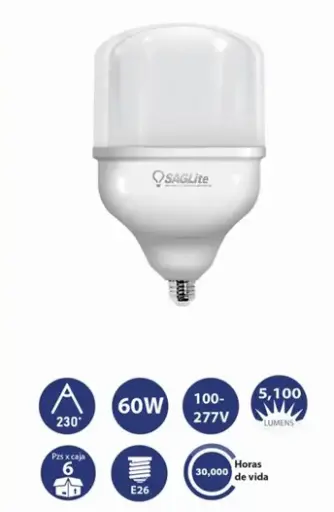 Foco alta potencia Saglite 60W E26 6500K