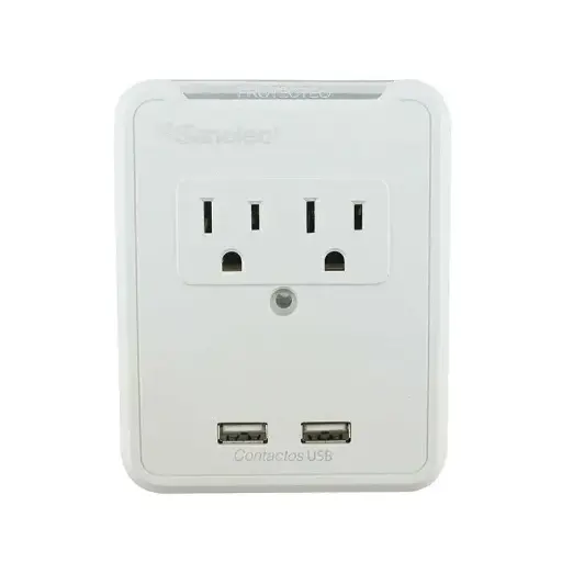 Multicontacto de pared con USB Supresor de picos 110 Joules