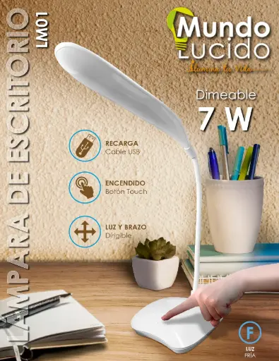 Lámpara de escritorio inalámbrica 7 watts