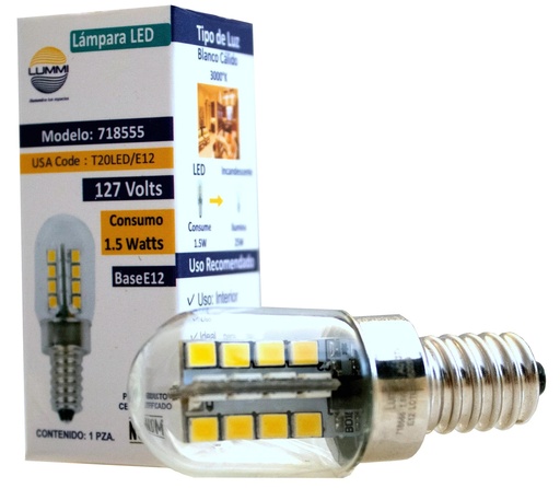 Foco LED E12 1.5 W T20 2700K