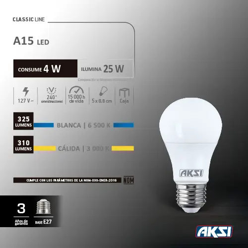 Foco LED A19 12W  Dimeable Cálida 