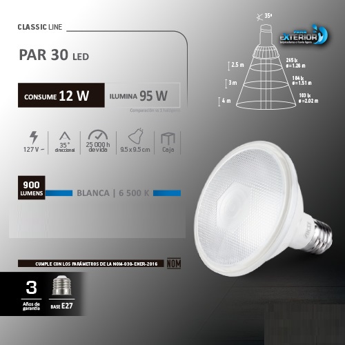 Foco PAR 30 Blanca Exterior IP65