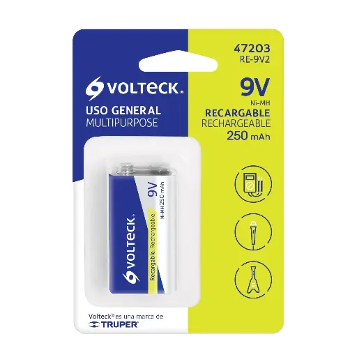 Blíster con 1 Pila recargable 9V 250 mAh