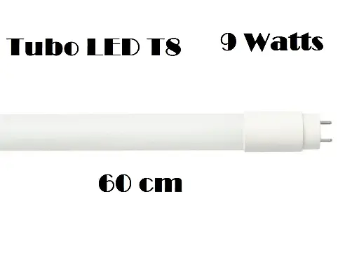 Tubo T8 LED 9 watts difusor 60 cm