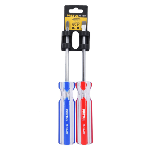 [DUO-1/4X4TP Juego de 2 desarmadores de] Dúo de desarmadores 1/4 x 4" mango de PVC, Pretul