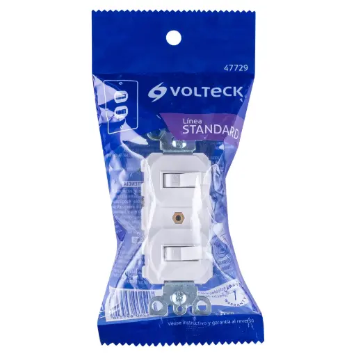 Interruptor dúplex de palanca, Standard, blanco, Volteck