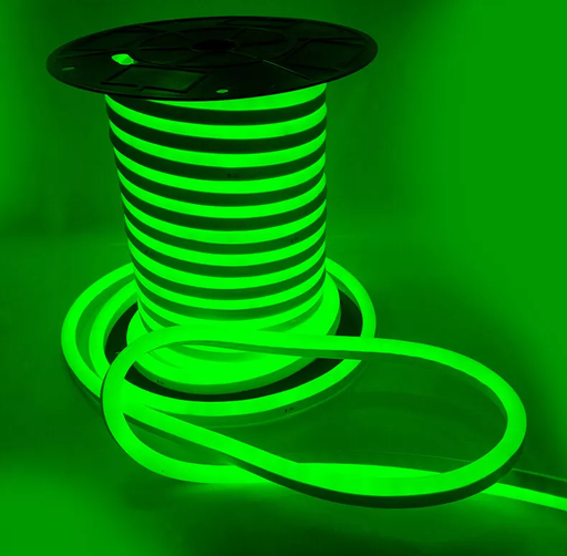 Tira led neón flex verde manguera 50 mts. 127 volts