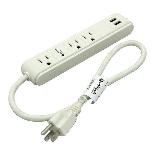 Multicontacto 16 AWG 3 entradas 2 puertos USB supresor 300 J
