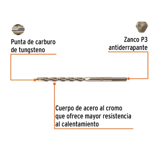 Broca para concreto de 6" en blíster, TRUPER