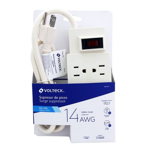 Multicontacto 14 AWG 8 entradas supresor de picos 110 Joules
