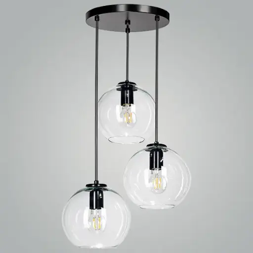Lámpara colgante esfera de Vidrio transparente 3 focos / 1 foco
